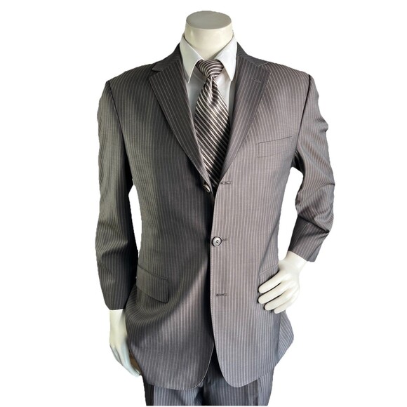 Hugo Boss Guabello Super 130s Men 2pc Suit 40S 32x30 Pinstripe Rossellini Cinema - Picture 3 of 16